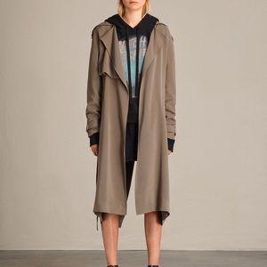 All Saints Amelie Drape Trench Coat - Sage Size 2